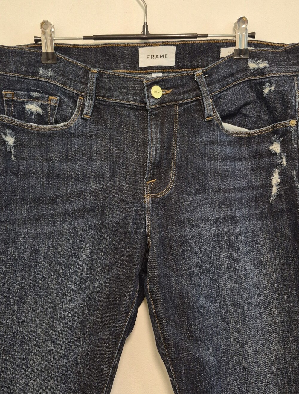 Frame Le Garcon Crop Jeans Released Hem Covant Dark Blue Straight Ankle Sz 28 - Picture 5 of 14